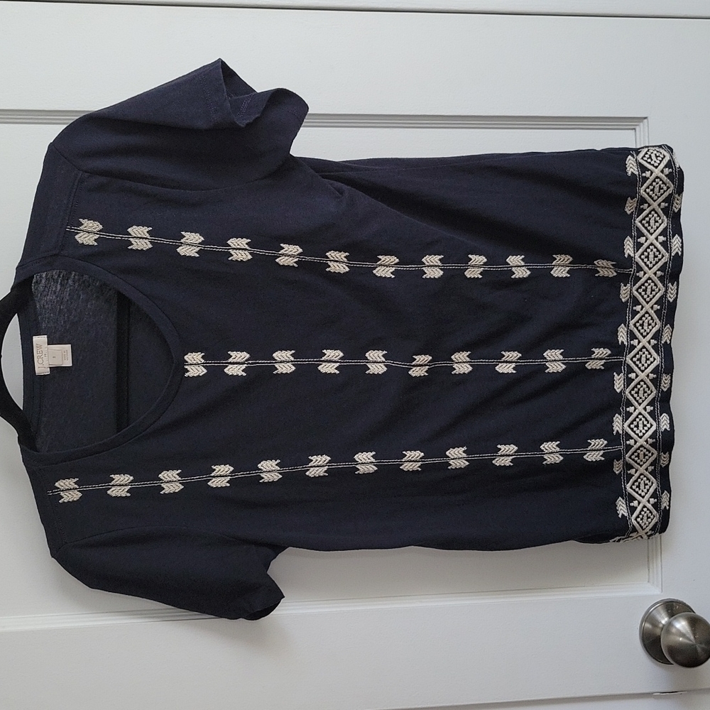 J.Crew Embroidered Tee Black Cream S
